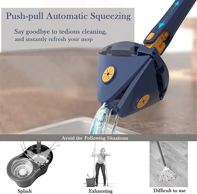 Triangle Mop 360 Rotatable Extendable Adjustable Cleaning Mop For Tubs, Tile Floor, Wall, Ceiling