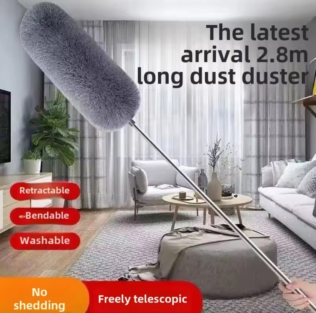Microfiber Duster Extra Long Telescopic Pole Scratch-Resistant Cover,Bendable,Washable,Hypoallergenic,Lint Free Feather Dusters for Cleaning Roof,Ceiling Fan,Blinds,Cobwebs,Baseboards
