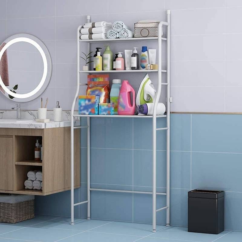 Metallic over the toilet rack