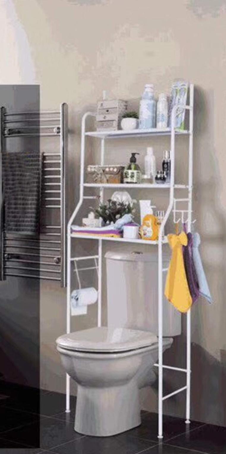 Metallic over the toilet rack