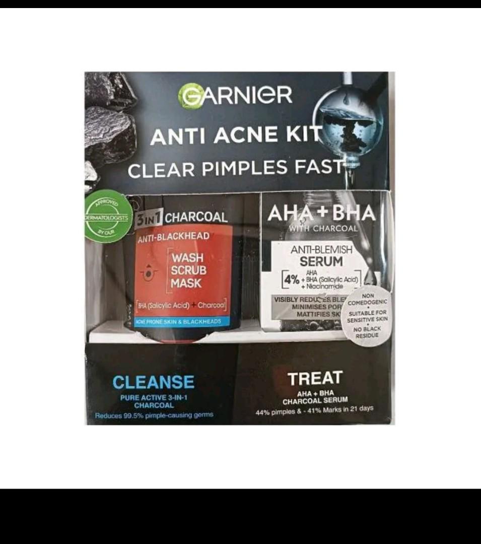 ORIGINAL BRAND OF GARNIER AHA+BHA CHARCOAL +PURE 3 IN 1 CHARCOAL MASK
