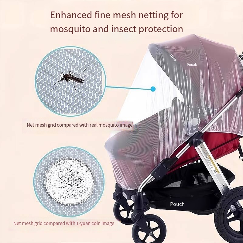 Full cover baby stroller mosquito net universal mosquito cover enlarged and encrypted mesh baby stroller umbrella car protective cover portable