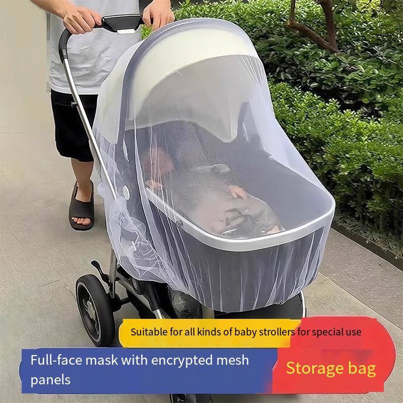 Full cover baby stroller mosquito net universal mosquito cover enlarged and encrypted mesh baby stroller umbrella car protective cover portable