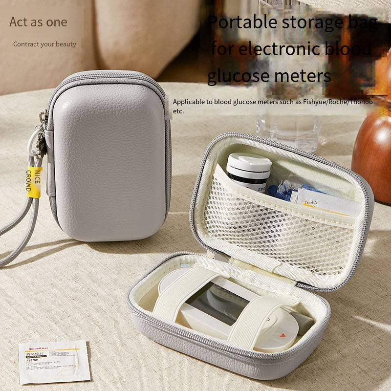 Electronic blood glucose meter storage bag suitable for Fish Leap Roche Sano portable handheld protective storage box