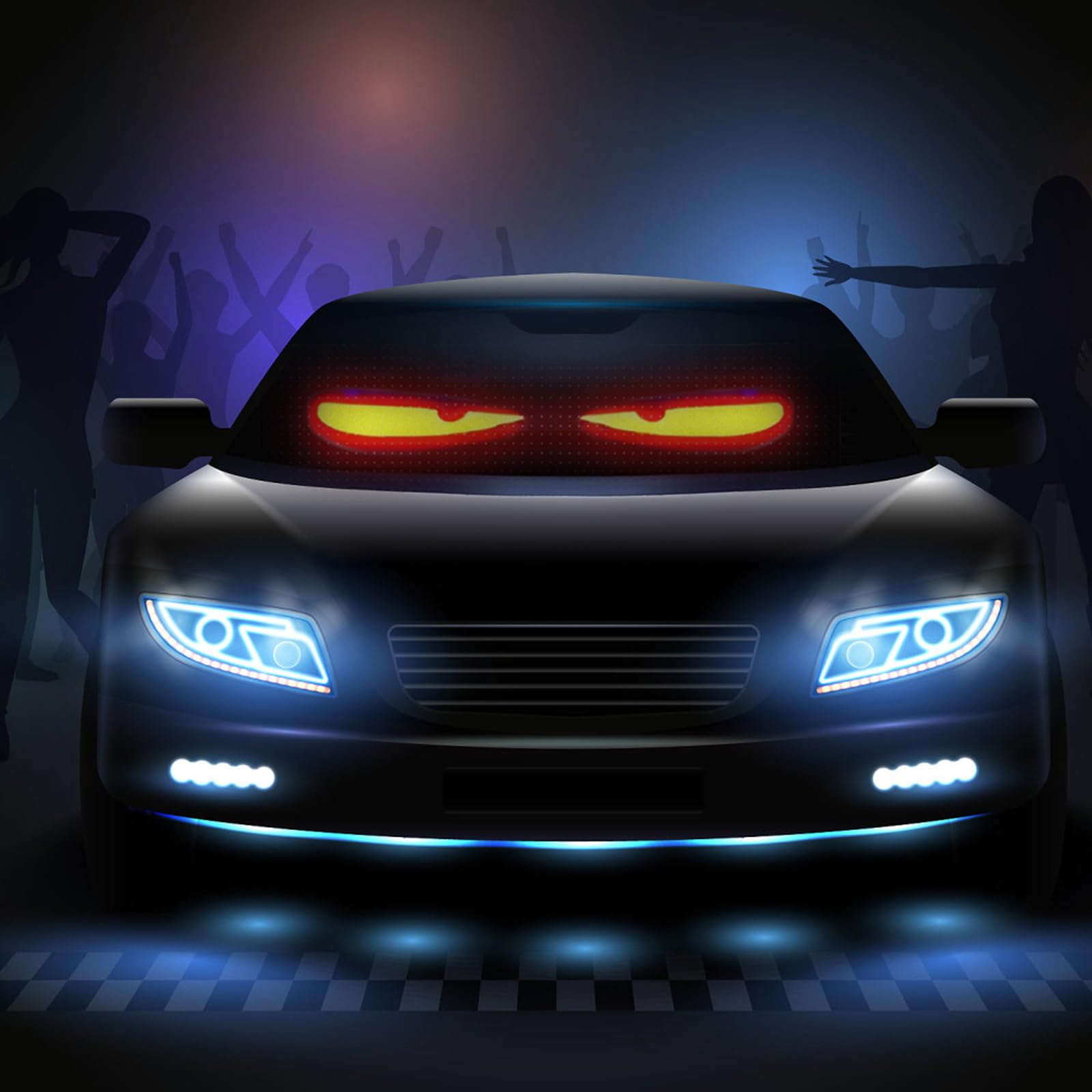 Devil Eyes LED Display Car Sign – Bluetooth USB Programmable Message Matrix Panel