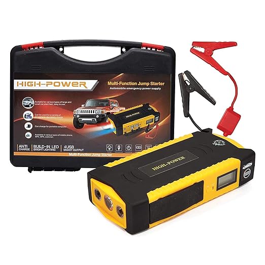 Portable Jump Starter Battery with Air Compressor & Torch Multi-Function Emergency Power Bank & Tire Inflator
