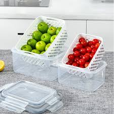 3-in-1 Fridge Storage Containers with Drain Basket – Leak-Proof Fresh Keeping Food Organizer-Durable, food-safe, and easy to clean