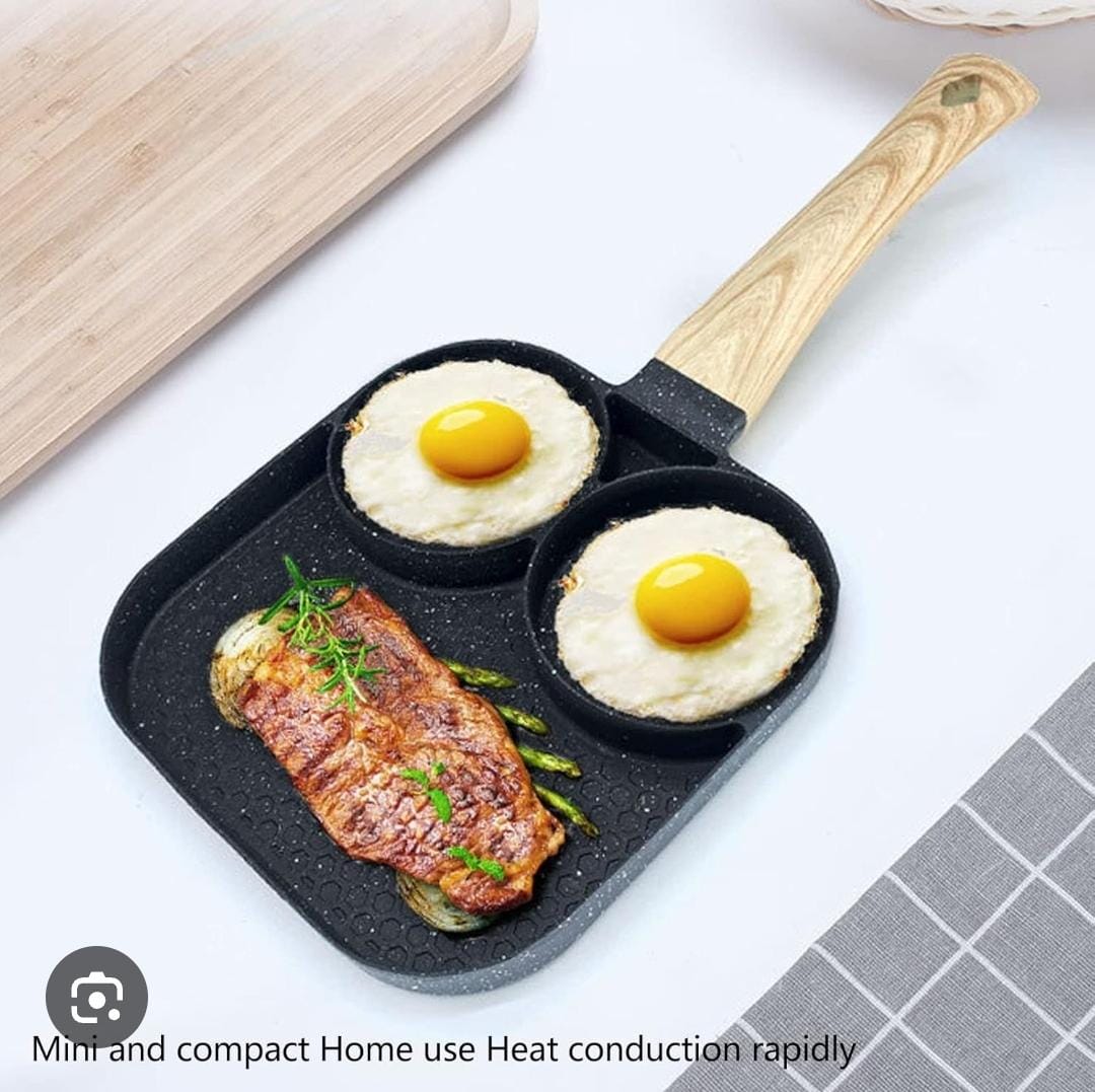 Reduced price!🔥🔥High Quality heavy granite non~stick 3 slot pan cake /egg pan egg and steak fry pan -.conveniently and is made of super-conductive die-cast aluminum that is highly durab