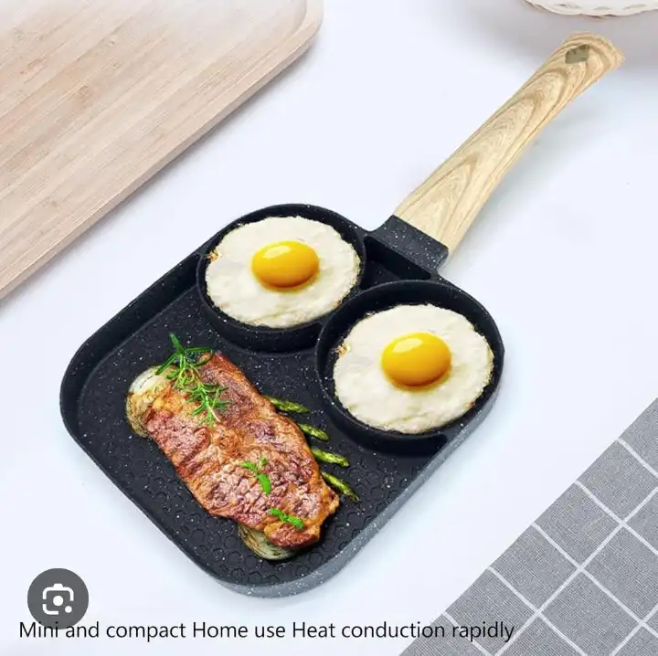 Reduced price!🔥🔥High Quality heavy granite non~stick 3 slot pan cake /egg pan egg and steak fry pan -.conveniently and is made of super-conductive die-cast aluminum that is highly durab