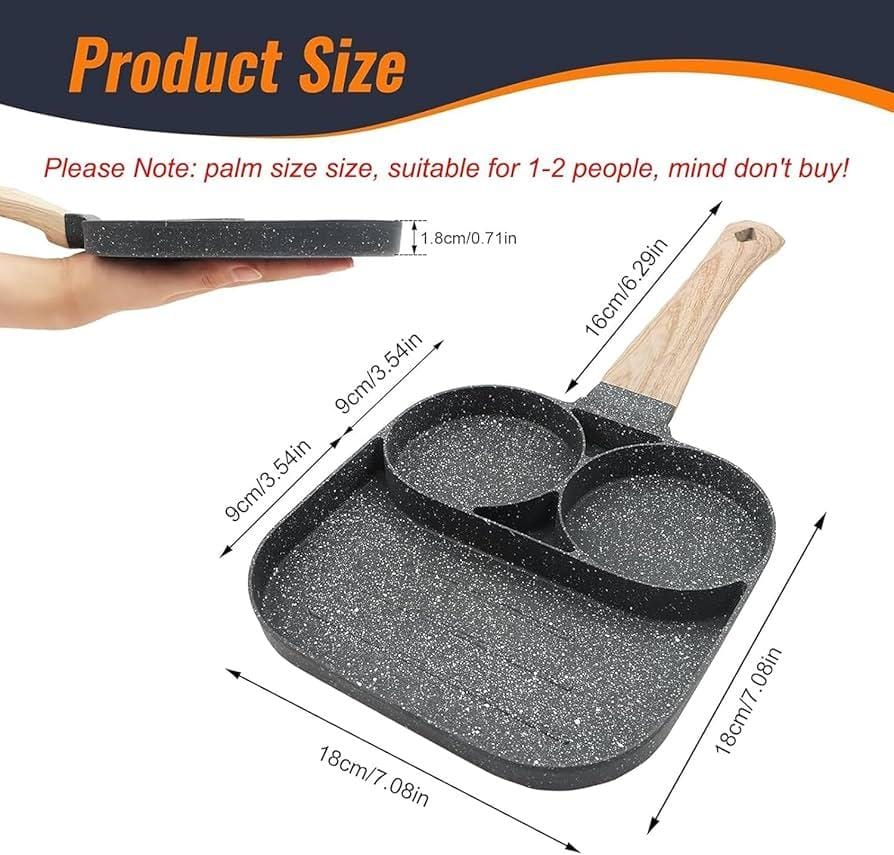 Reduced price!🔥🔥High Quality heavy granite non~stick 3 slot pan cake /egg pan egg and steak fry pan -.conveniently and is made of super-conductive die-cast aluminum that is highly durab