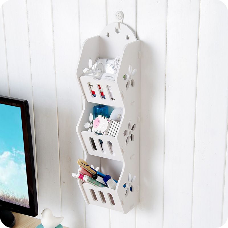 Hanging 3 tier multipurpose organizerThe storage rack is suitable to be placed in the hall, living room, bed room, balcony, etc. -It is very easy to install and space-saving. -Turn chaos into integri