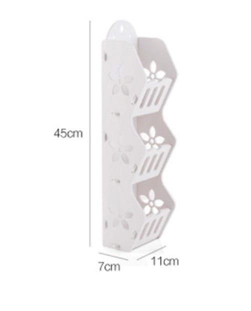 Hanging 3 tier multipurpose organizerThe storage rack is suitable to be placed in the hall, living room, bed room, balcony, etc. -It is very easy to install and space-saving. -Turn chaos into integri