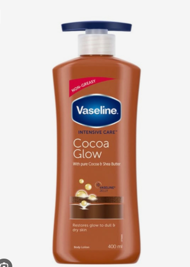 Vaseline Intensive Care Cocoa Glow Body Lotion 400ml The non-greasy, fast-absorbing formula makes it perfect for everyday use, leaving your skin feeling silky smooth, soft, and beautifully conditioned