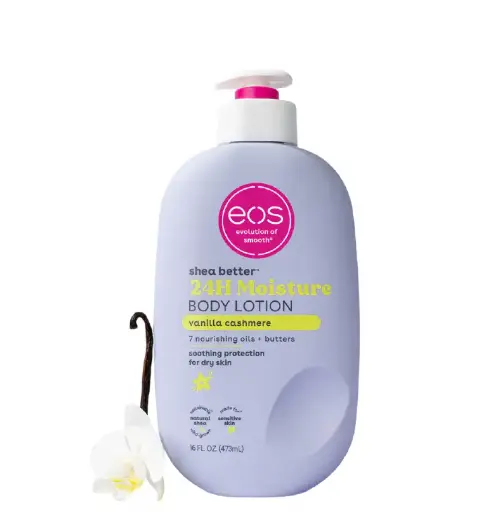 Orignal EOS Shea Better 24H Moisture Body Lotion – Vanilla Cashmere (16 fl oz / 473mL) 24-Hour Moisture Body Lotion in Vanilla Cashmere.