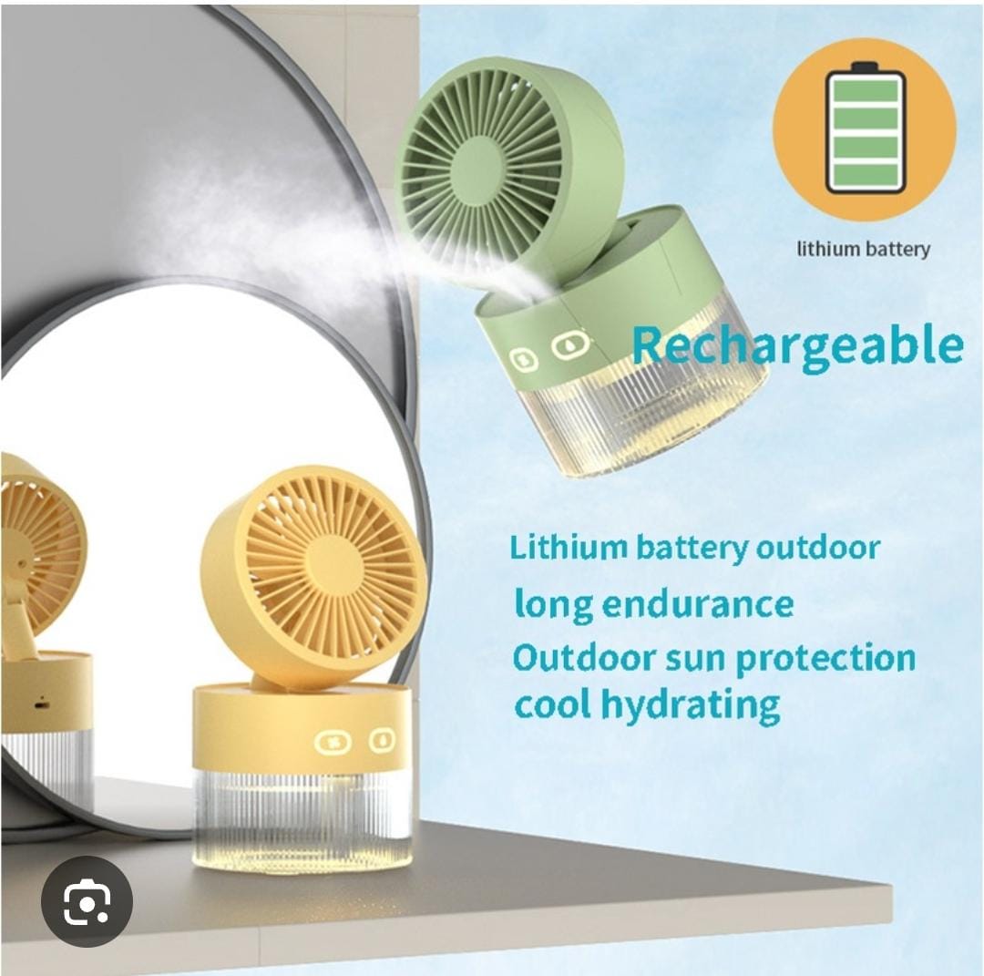 350ml Rechargeable Portable Fan with Humidifier – 3 Speed Mini Cooling Mist Fan (35ml/h Output)