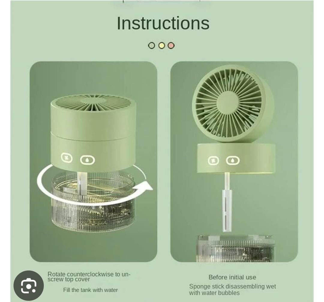 350ml Rechargeable Portable Fan with Humidifier – 3 Speed Mini Cooling Mist Fan (35ml/h Output)
