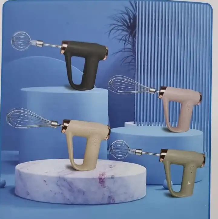 RECHARGEABLE WIRELESS Hand held egg beater whisk (2 whisk heads, 2.5W) now available in 4 colours Cross-mirror wireless kitchen baking at home small handheld egg beater .