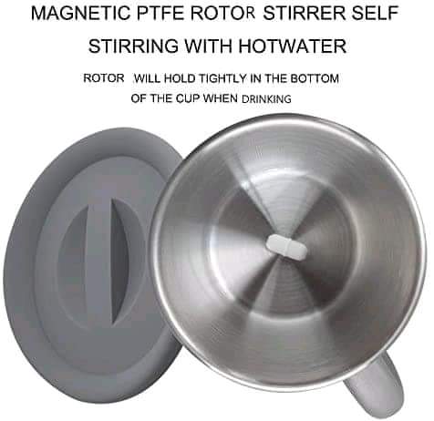 PREMIUM AAA Battery Powered 380ml Stainless Steel Magnetic Stirring Cup Automatic Magnetic Electric Mixing Cup, Self Stirring Coffee Mug with Lid