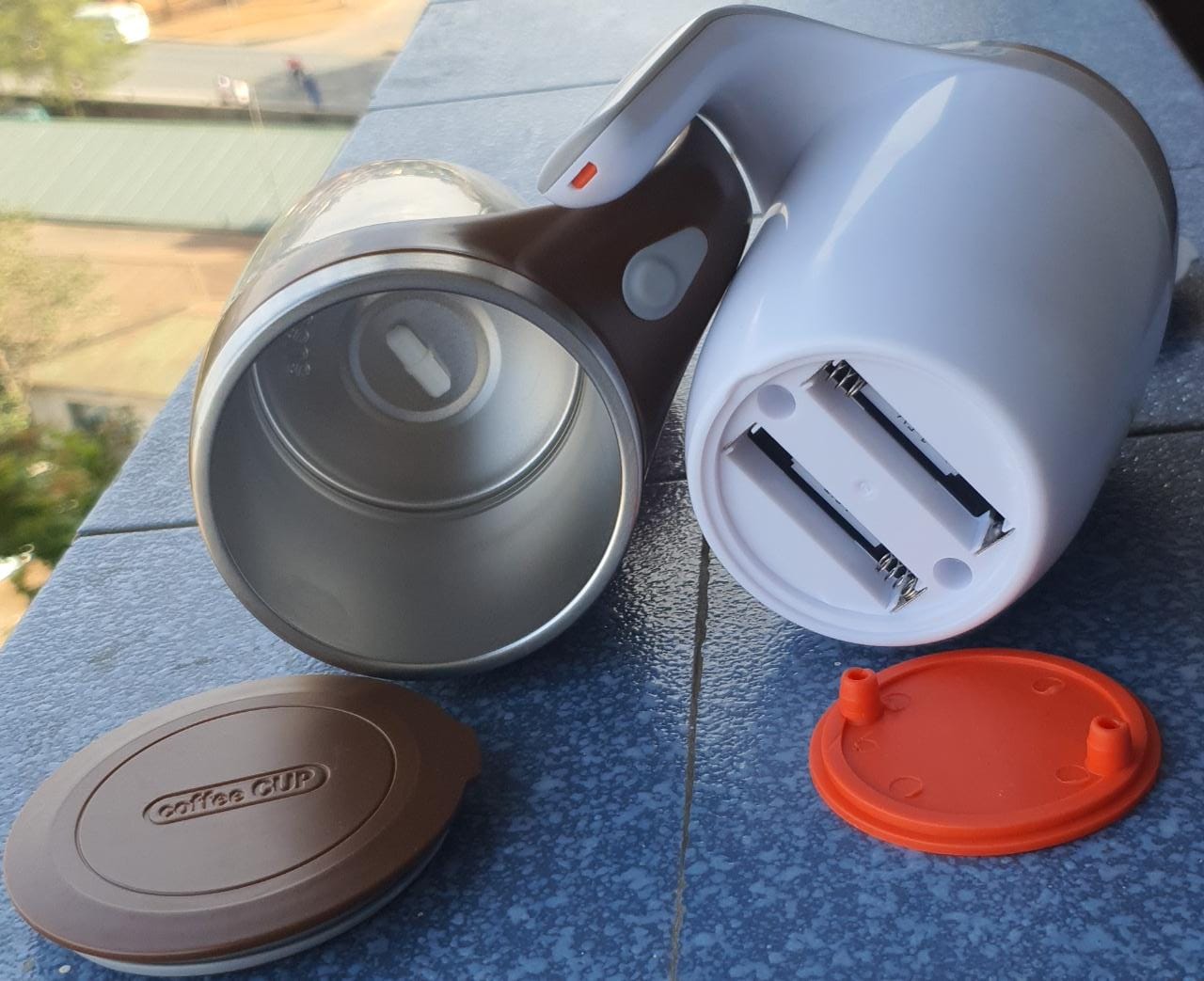 PREMIUM AAA Battery Powered 380ml Stainless Steel Magnetic Stirring Cup Automatic Magnetic Electric Mixing Cup, Self Stirring Coffee Mug with Lid