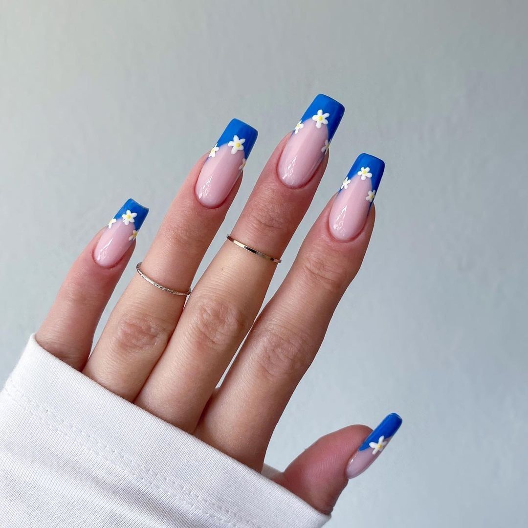 24 PCS Short Square Fake Nails Natural Looking Nail Stickers Free Glue Included