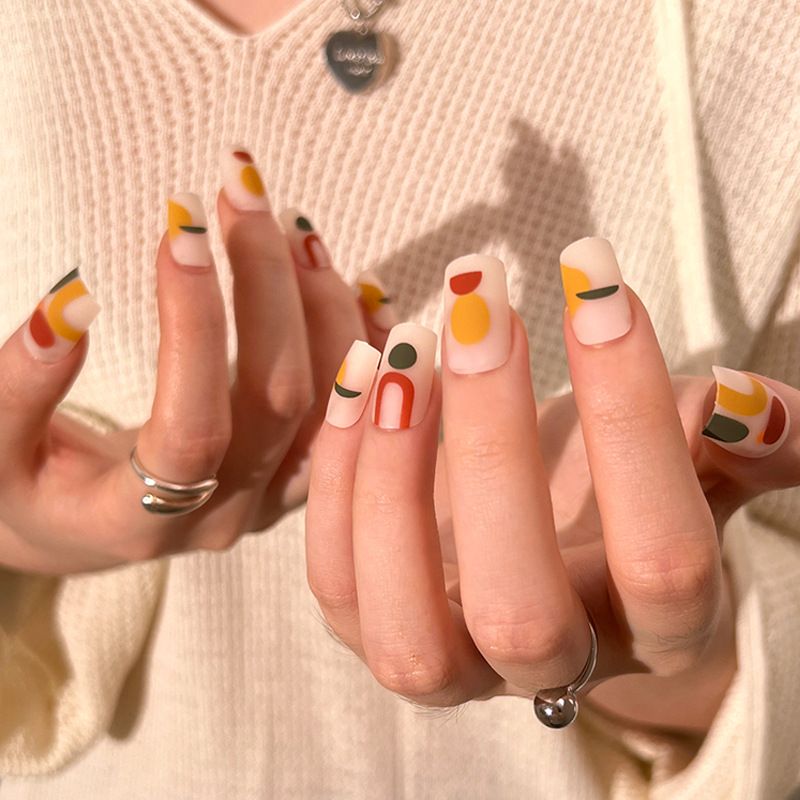 24 PCS Edgy Style Fake Nails Rocker Look Full Cover Nails Free Glue Included