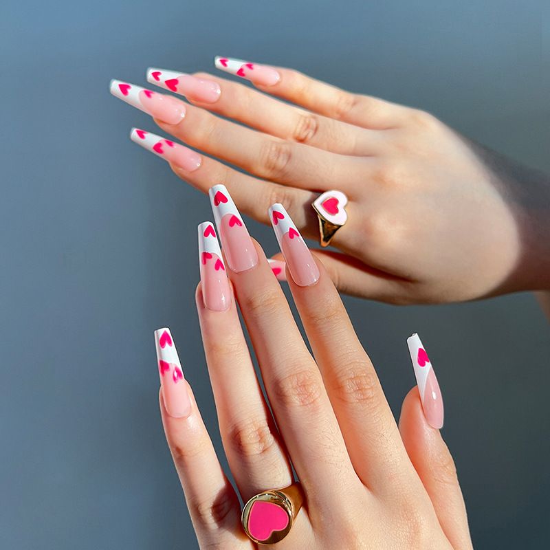 24 PCS Chip Resistant Fake Nails Durable Shine Nail Tips Free Glue Included