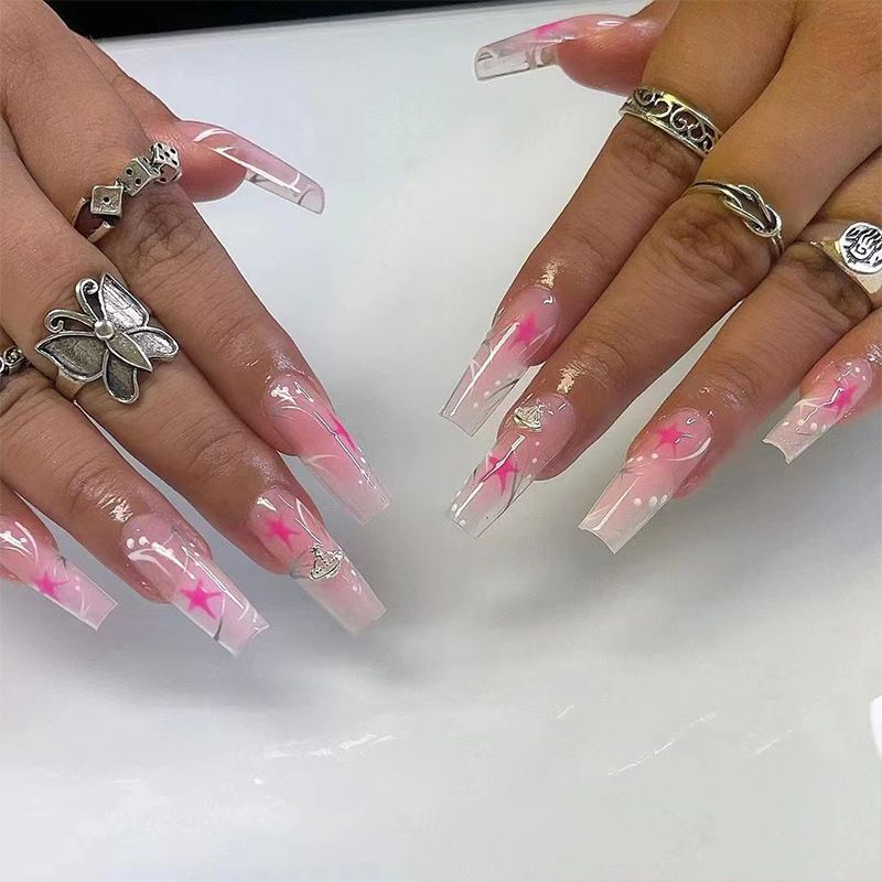 24 PCS Chrome Finish Fake Nails Mirror Effect Nail Art Free Glue Included