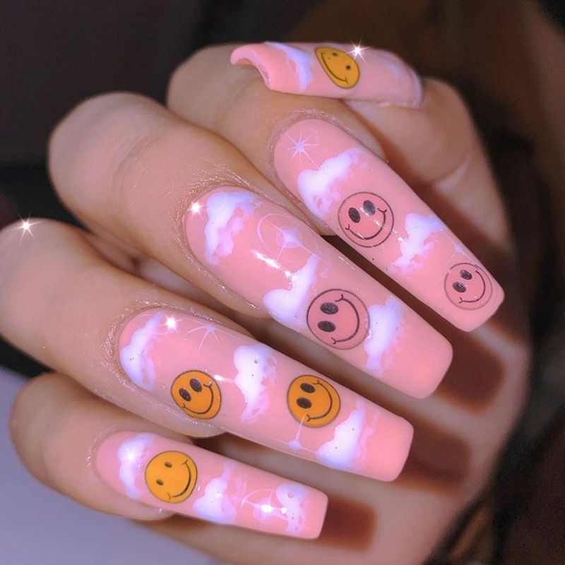 24 PCS ABS Material Fake Nails Lightweight Adhesive Fake Nails Free Glue Included