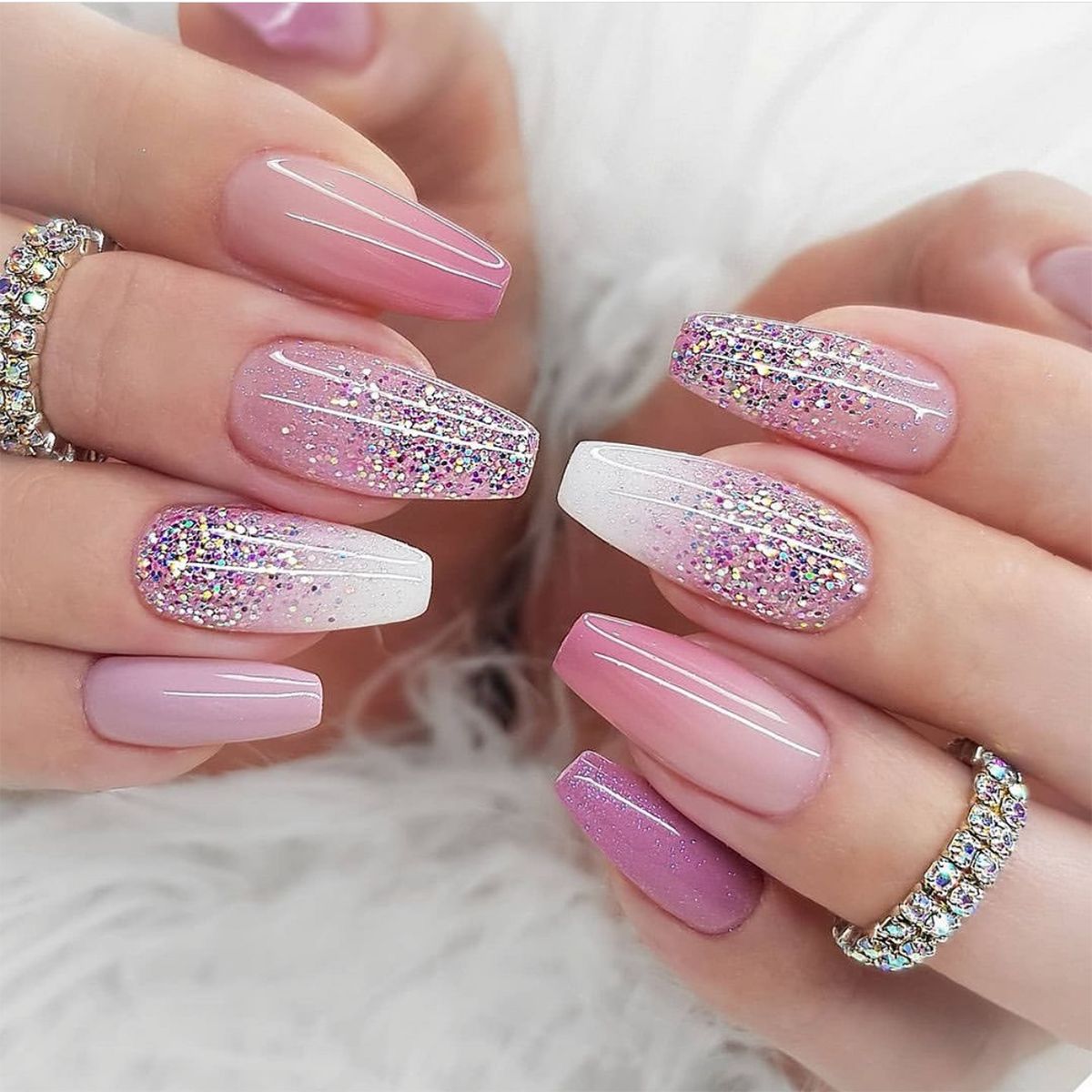 24 PCS Handmade Fake Nails Unique Design Full Cover Nails Free Glue Included