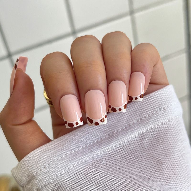 24 PCS 3D Design False Nails Embossed Pattern Nail Tips Free Glue Included