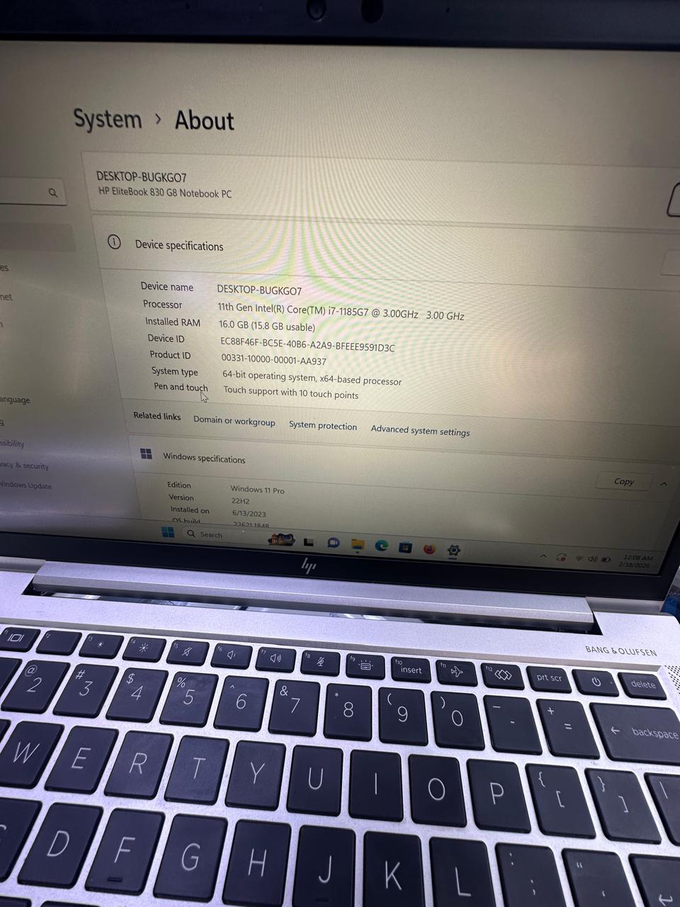 GRADE A EX UK HP ELITEBOOK 830 G8 INTEL COI7 11TH GEN TOUCHSCREEN 16GBRAM 512SSD 6MONTH OF WARANT SPEED OF 3.0GHZ