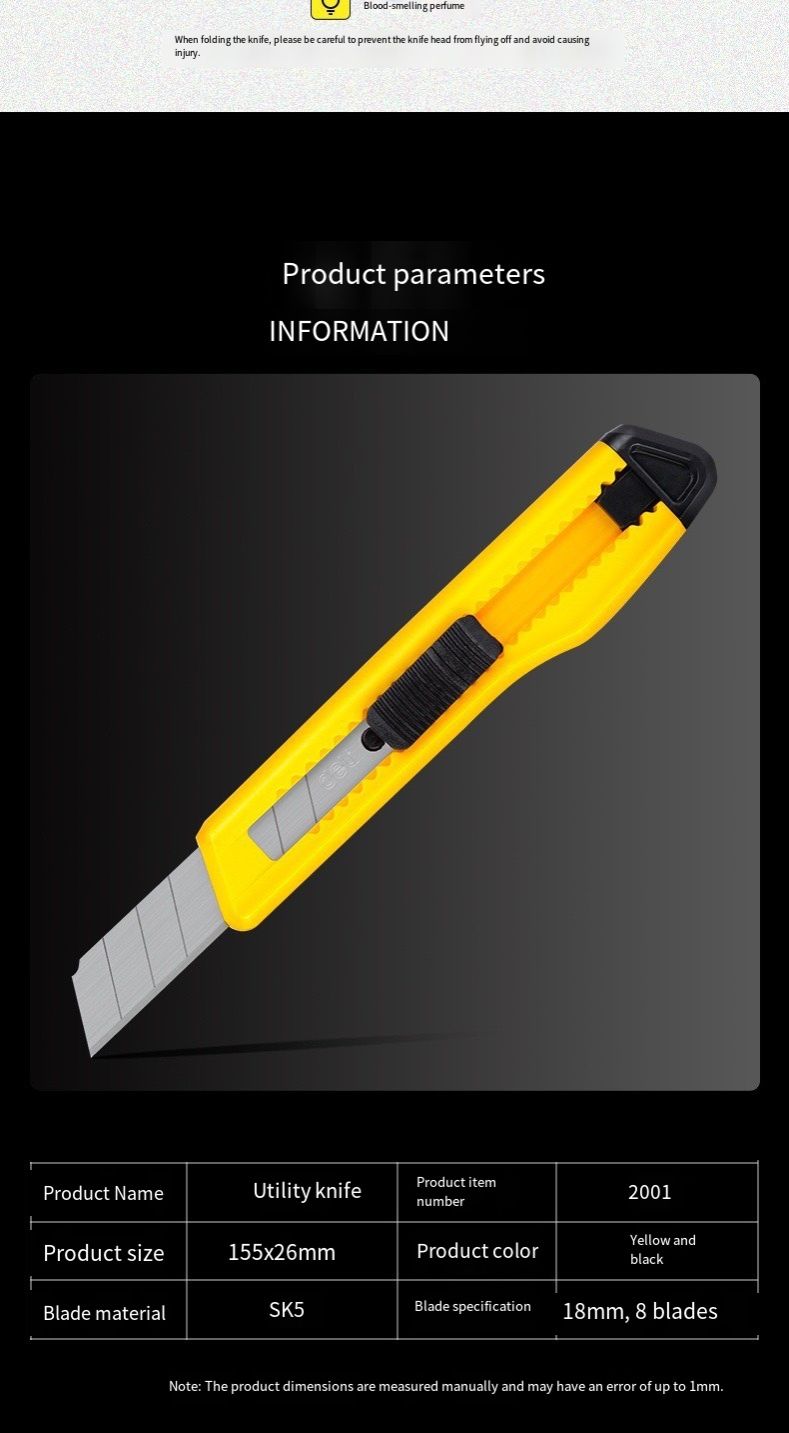 2001 Large-sized Locking Utility Knife for Wallpaper Cutting, Paper Cutting, Handmade Knife, Momentary Knife, Express Delivery Knife