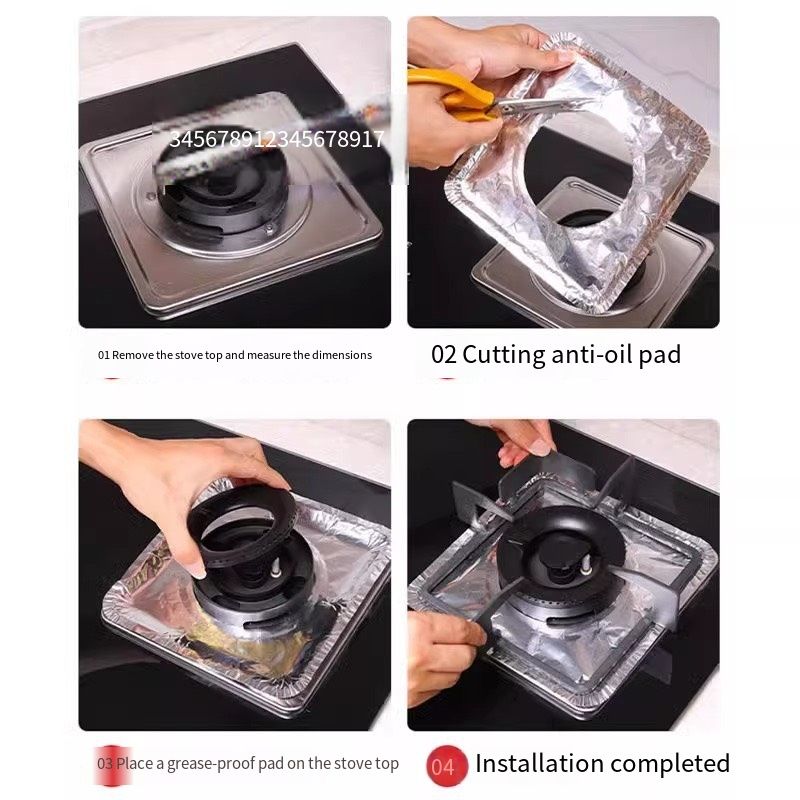 10 pcs Gas stove anti-oil pad, gas stove tin foil tray, stove countertop dirt-proof pad sticker, stove protection cover, liquefied gas kitchen