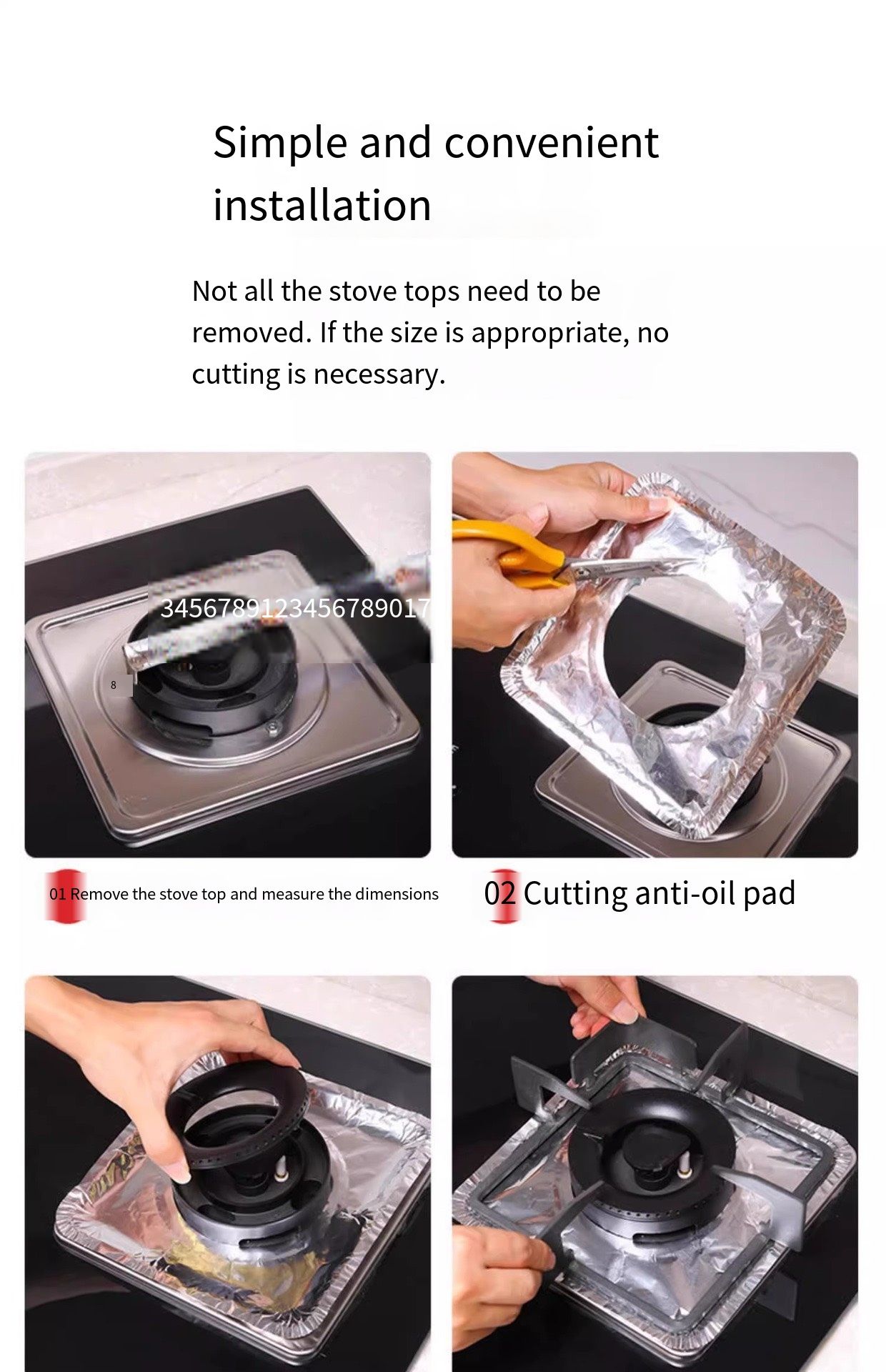 10 pcs Gas stove anti-oil pad, gas stove tin foil tray, stove countertop dirt-proof pad sticker, stove protection cover, liquefied gas kitchen