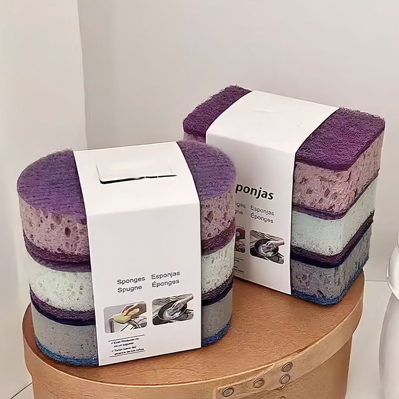 3 pcs thick and high-density colored dishwashing sponge, brush for kitchen pots, double-sided kitchen dish scrubber, all-purpose cleaning cloth
