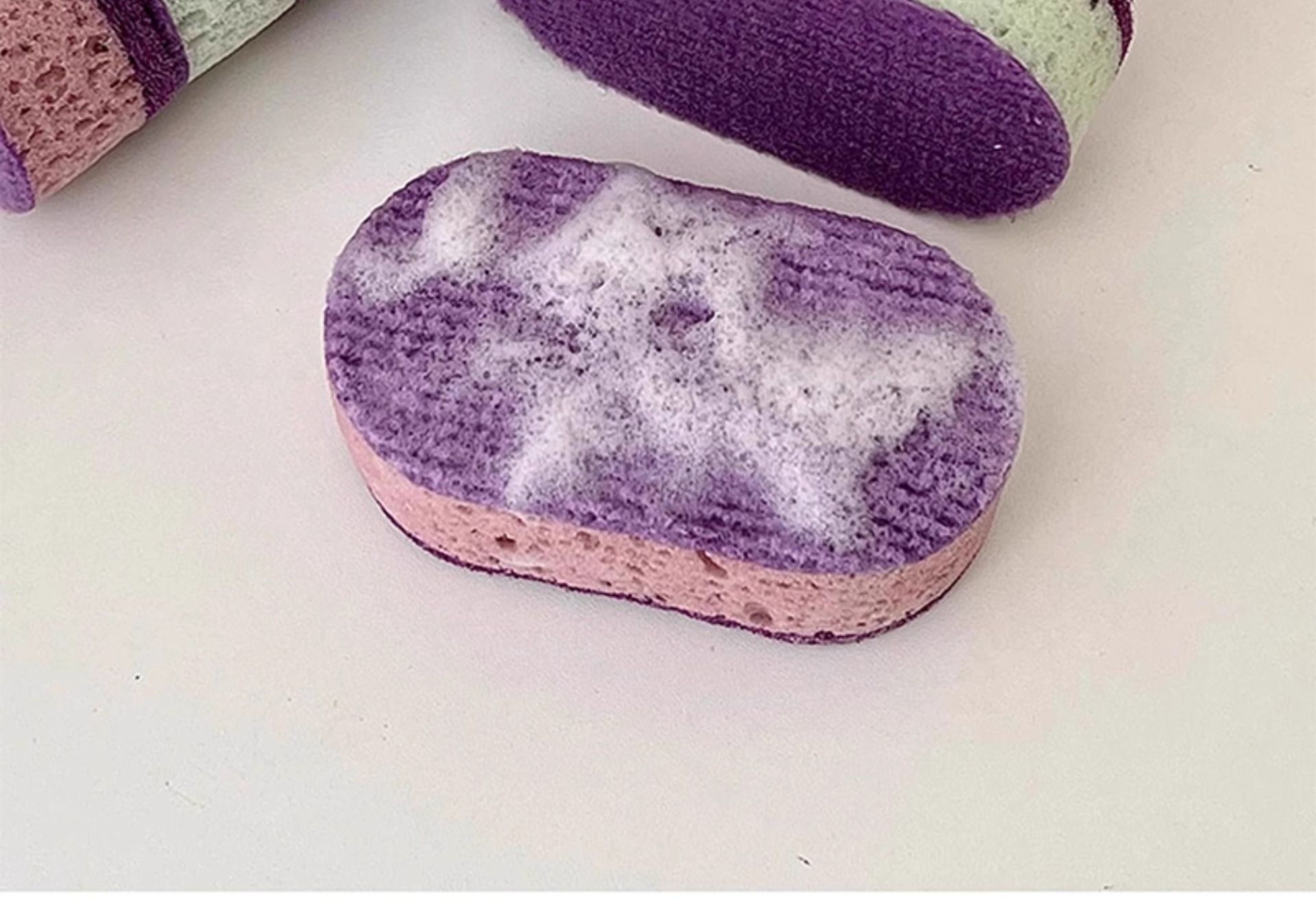 3 pcs thick and high-density colored dishwashing sponge, brush for kitchen pots, double-sided kitchen dish scrubber, all-purpose cleaning cloth