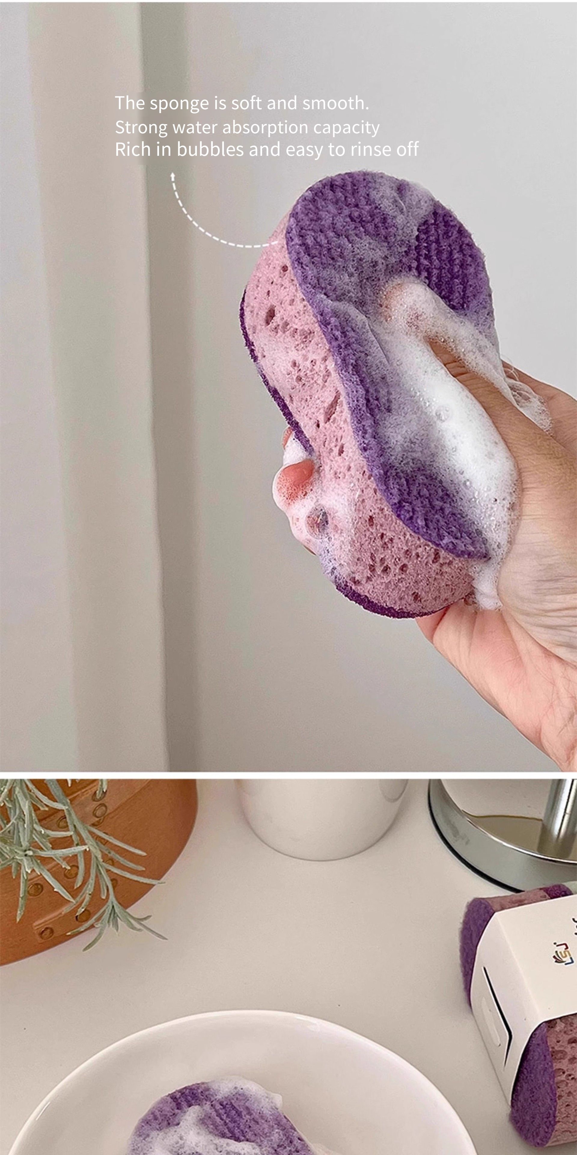 3 pcs thick and high-density colored dishwashing sponge, brush for kitchen pots, double-sided kitchen dish scrubber, all-purpose cleaning cloth