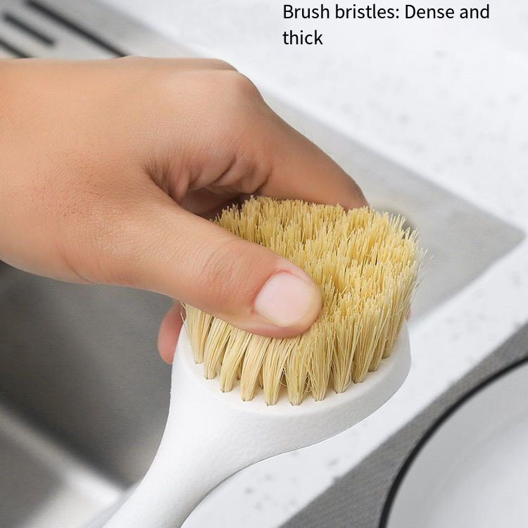 2 pcs Wood-handled dishwashing brush - multi-functional long-handled cleaning brush for bowls. Comes with handle. Suitable for household use. Non-stick oil-resistant dish brush