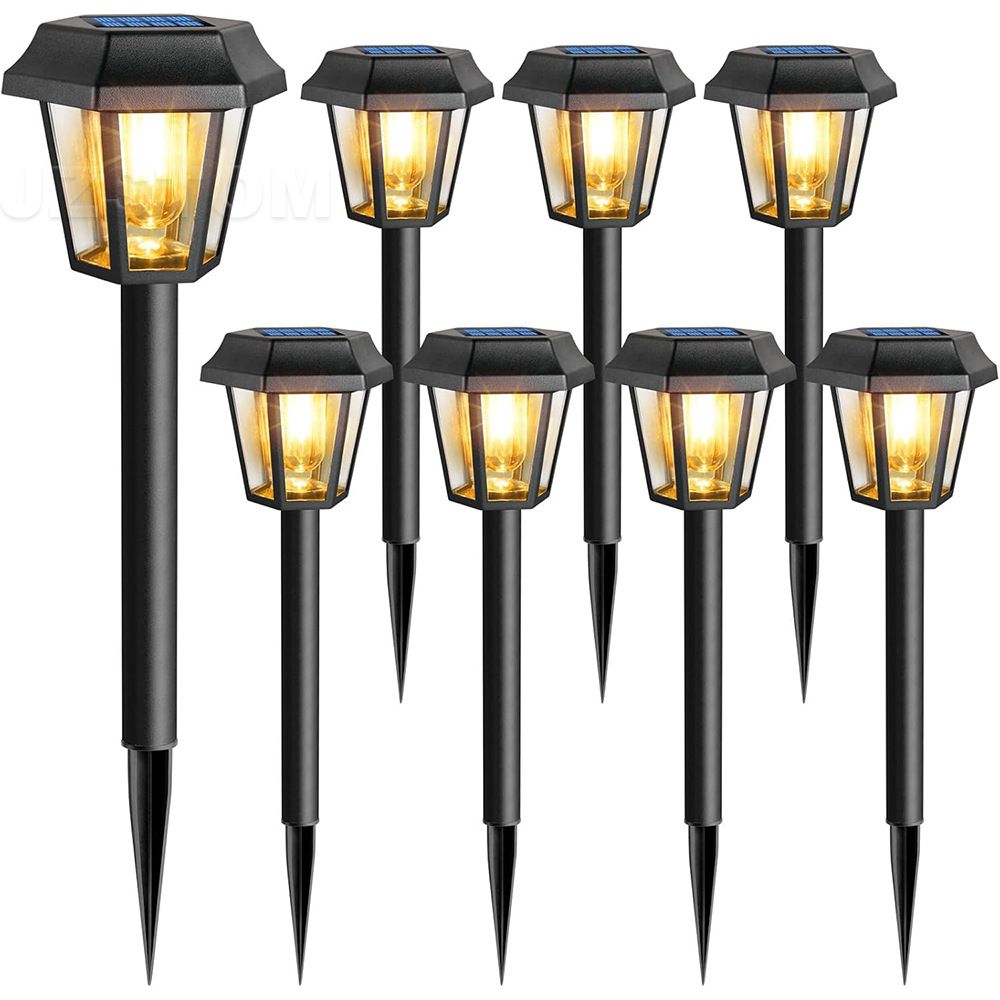 New solar lawn warm light floor lamp, outdoor waterproof garden lamp, garden decoration hexagonal landscape lamp