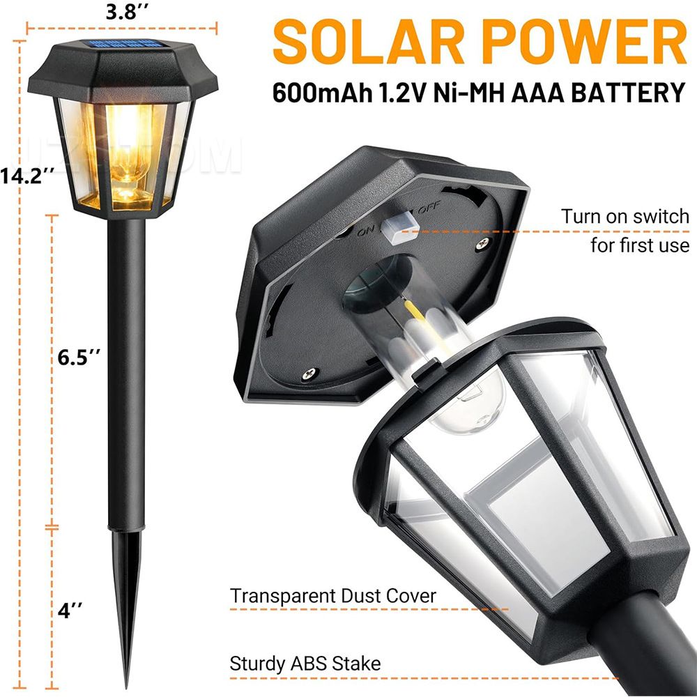 New solar lawn warm light floor lamp, outdoor waterproof garden lamp, garden decoration hexagonal landscape lamp