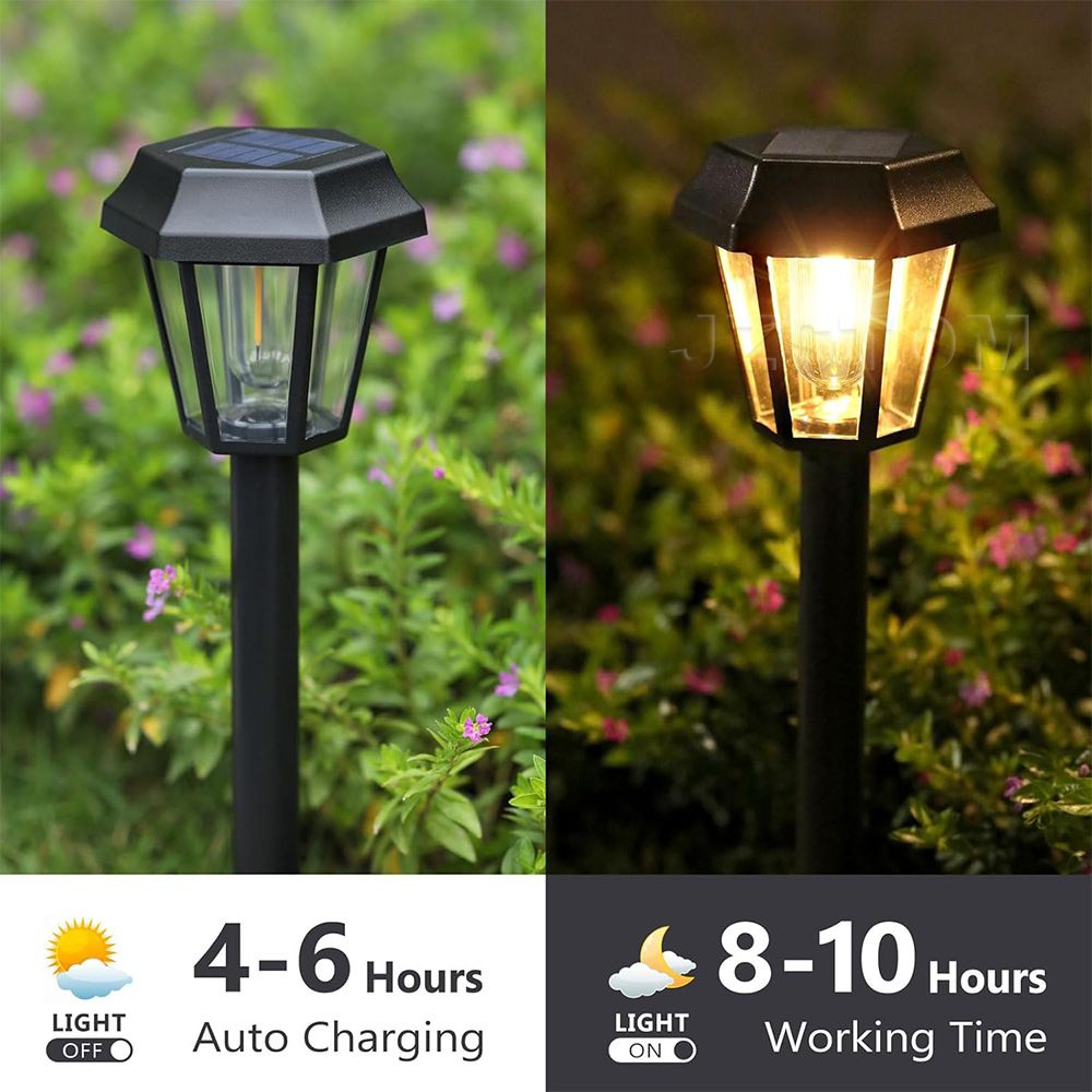 New solar lawn warm light floor lamp, outdoor waterproof garden lamp, garden decoration hexagonal landscape lamp