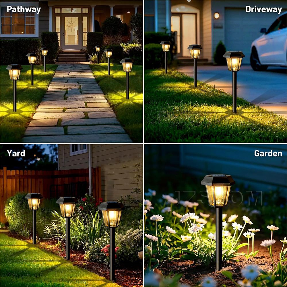 New solar lawn warm light floor lamp, outdoor waterproof garden lamp, garden decoration hexagonal landscape lamp