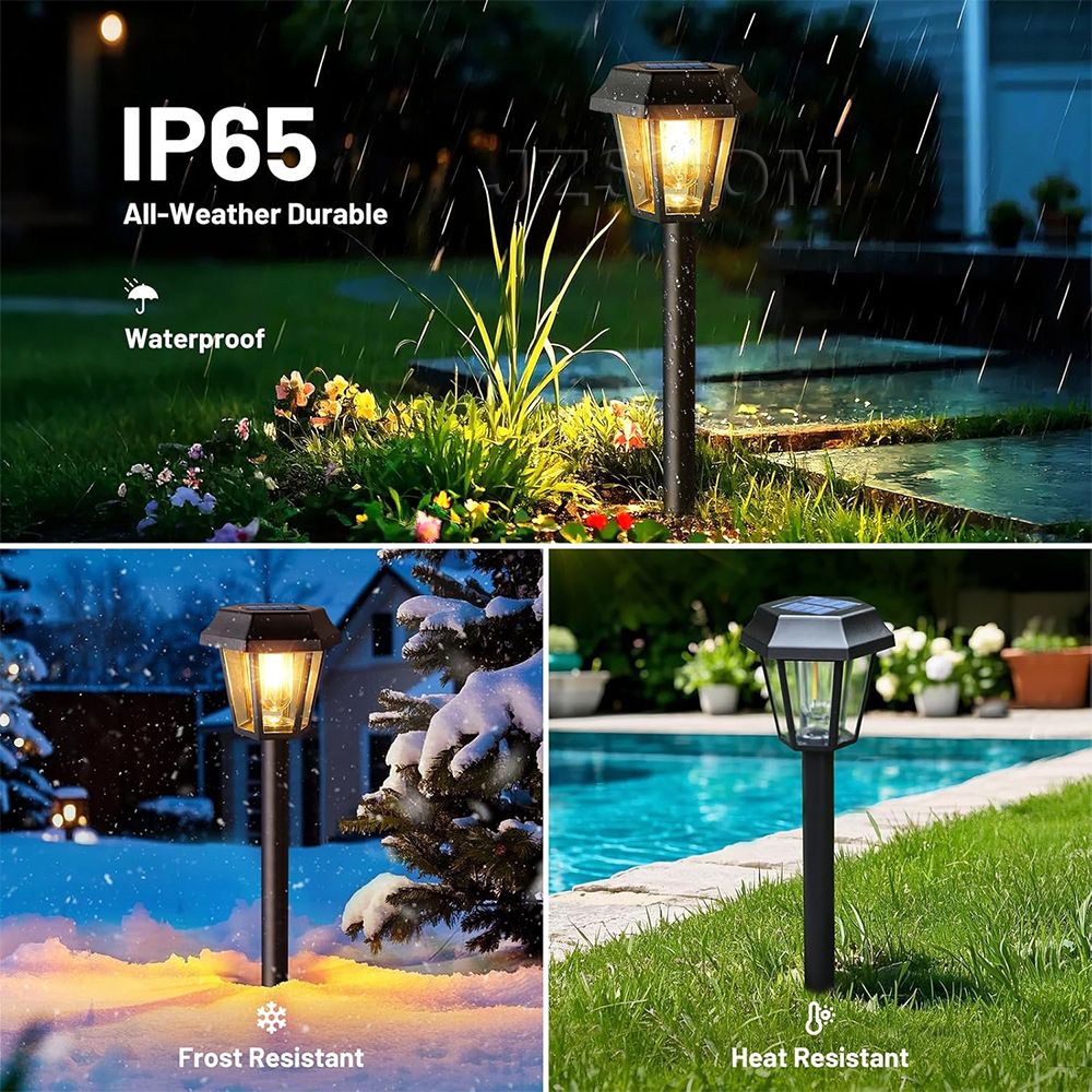 New solar lawn warm light floor lamp, outdoor waterproof garden lamp, garden decoration hexagonal landscape lamp