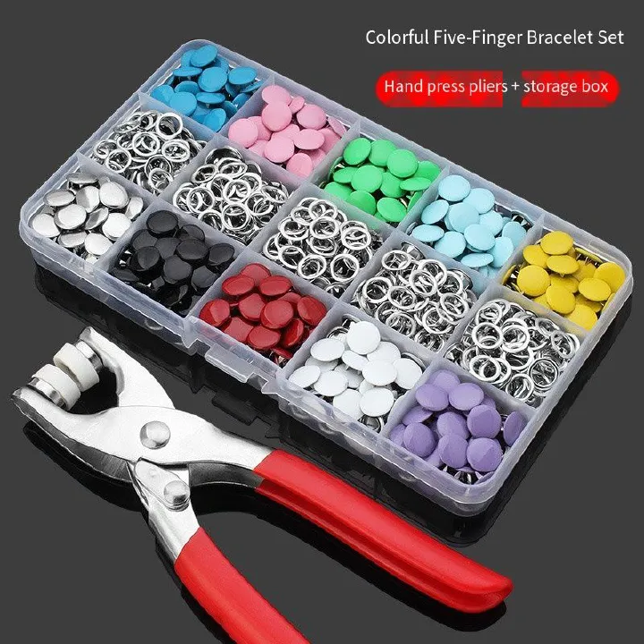 Solid five-finger buckle set - concealed fastener without sewing - nail installation tool - colorful metal - baby - infant - invisible twin buckle