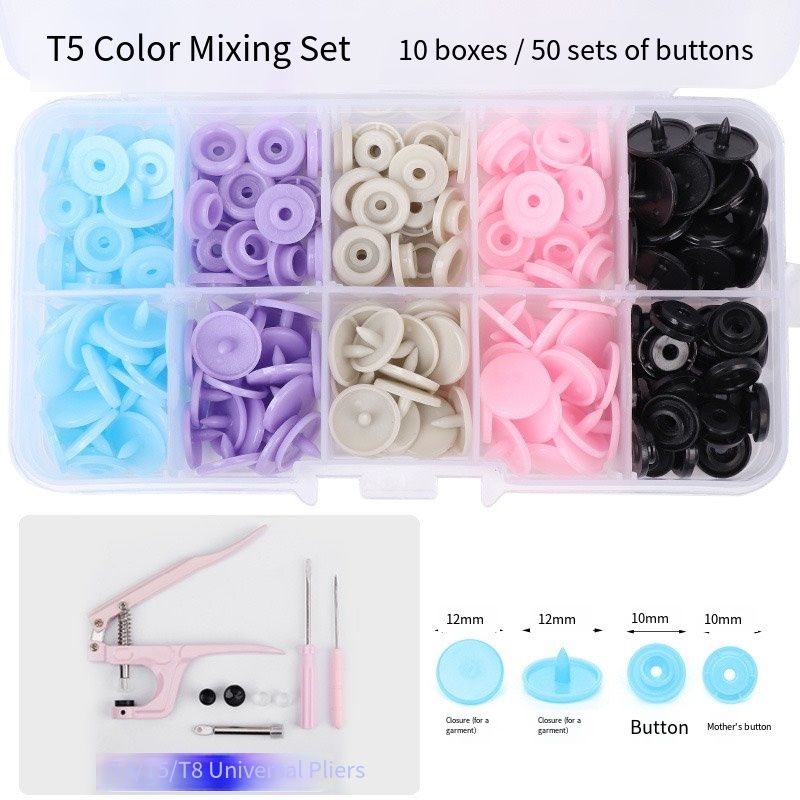 Self-stitching hidden button plastic mother-and-son buttons baby clothes four-piece button fastening kit self-stitching folder snap buttons