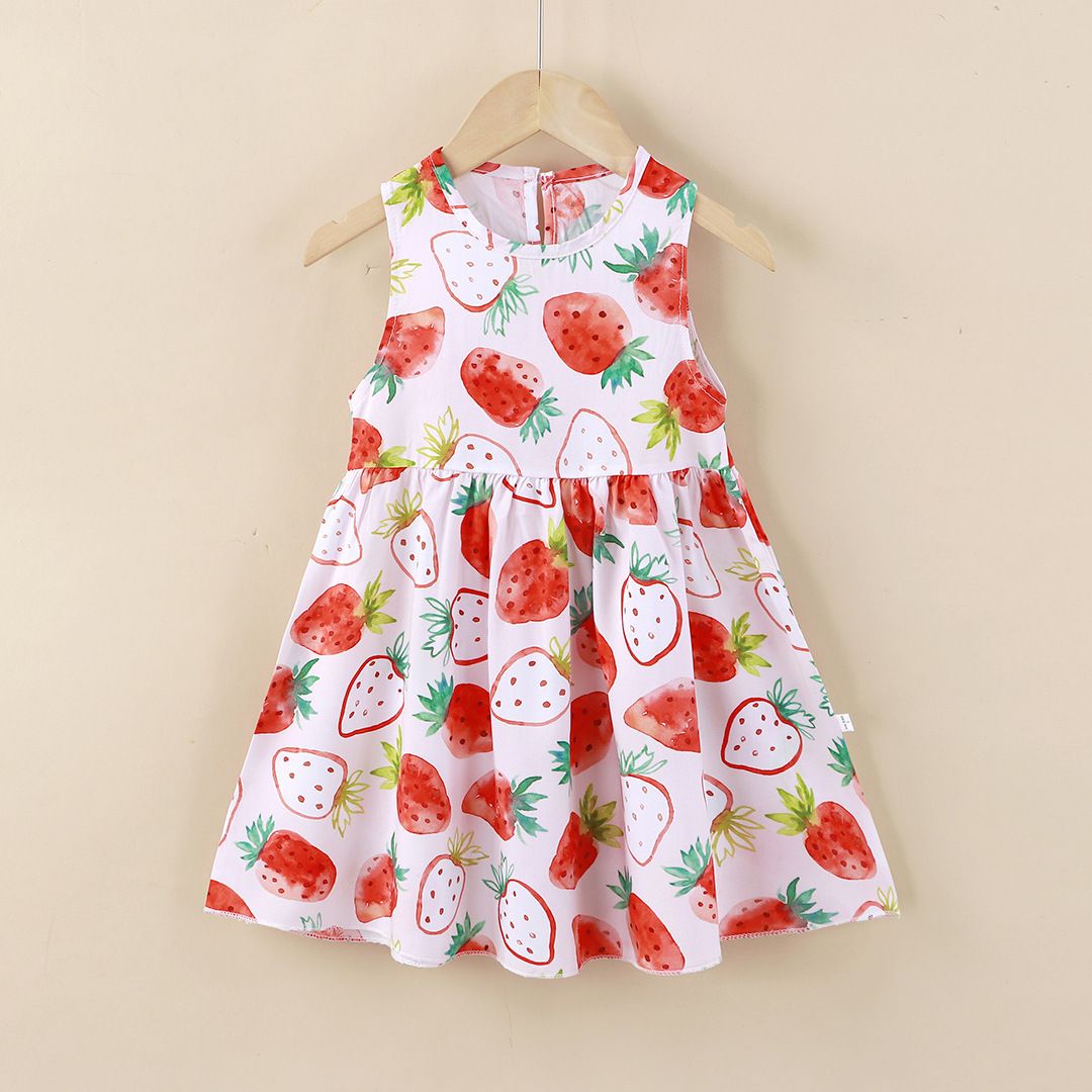 Girls' summer cotton dress for children, new style, large size, princess-style top and skirt, Korean version, girls' dress, children's clothing, floral pattern