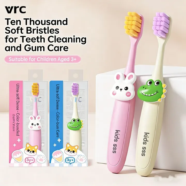 VRC Ultra-Soft and Dense Soft-Bristled Children's Toothbrush for Ages 3-6, Cute and Endearing Animal Toothbrush for Babies