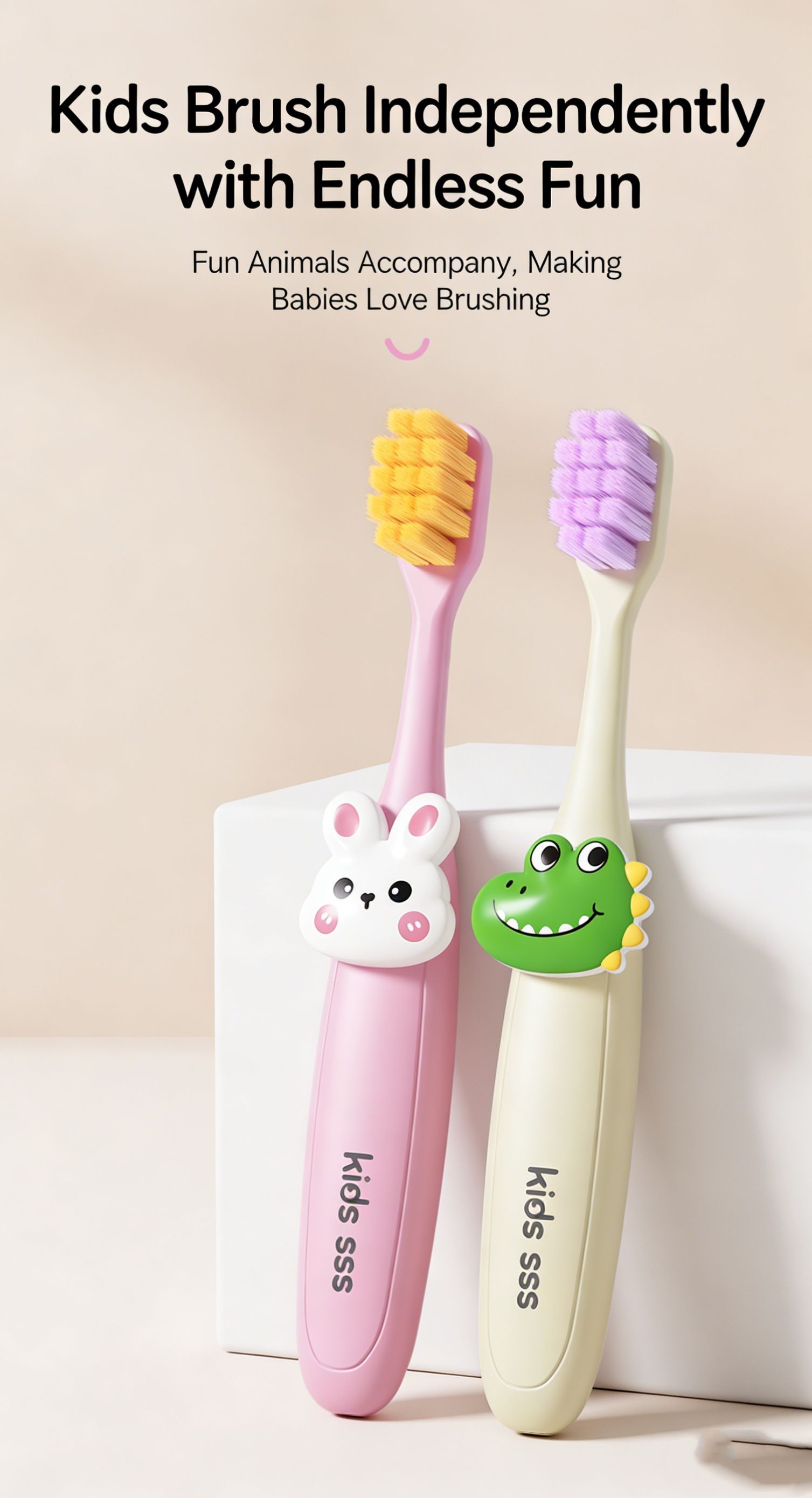VRC Ultra-Soft and Dense Soft-Bristled Children's Toothbrush for Ages 3-6, Cute and Endearing Animal Toothbrush for Babies
