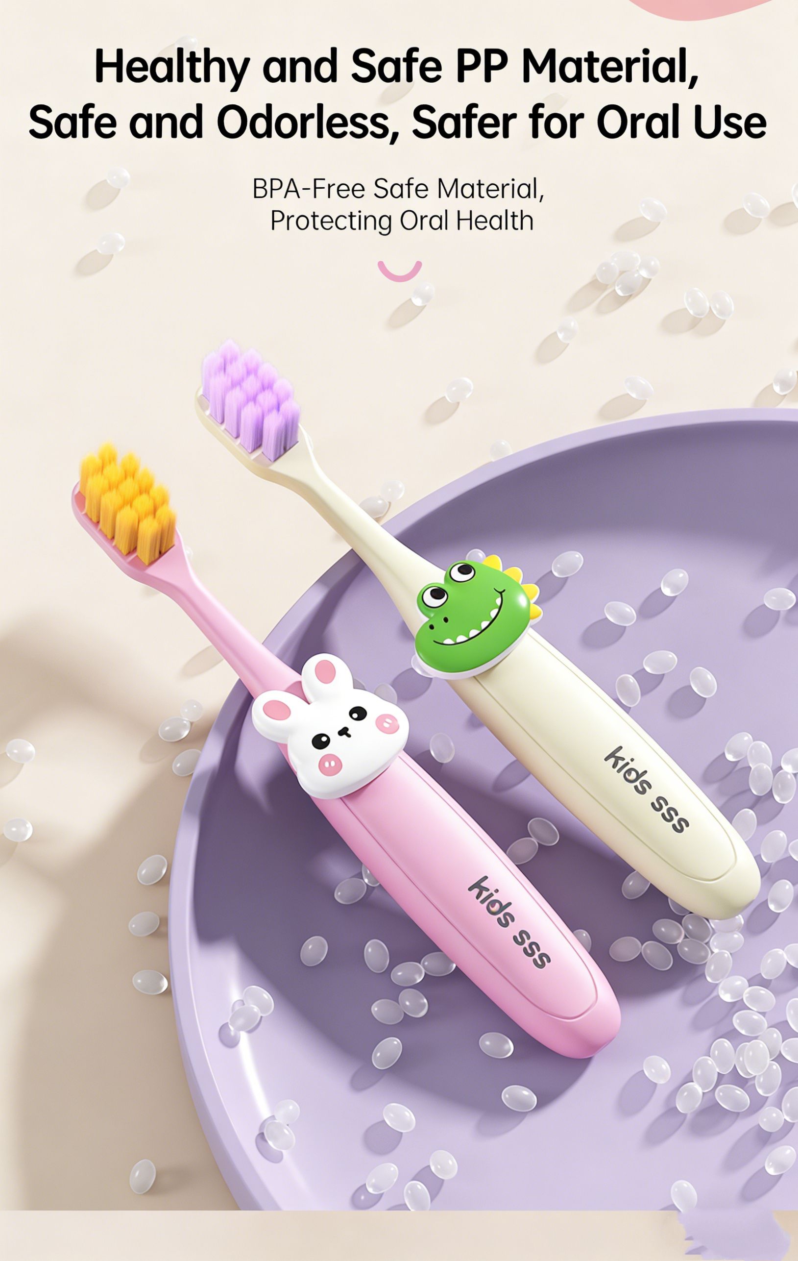 VRC Ultra-Soft and Dense Soft-Bristled Children's Toothbrush for Ages 3-6, Cute and Endearing Animal Toothbrush for Babies