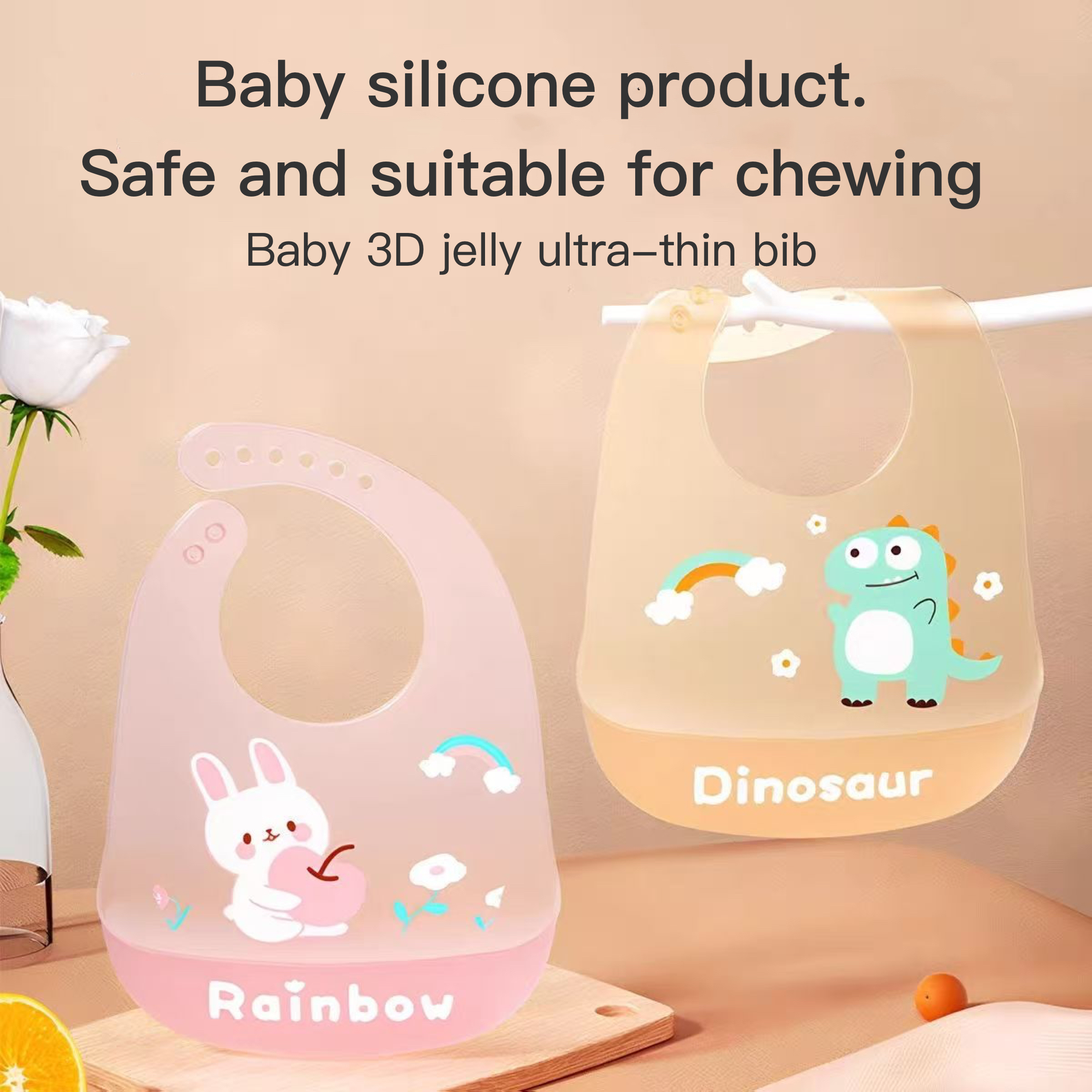 Baby meal cover made of silicone, three-dimensional food bib for infants, baby supplementary food bib, hand towel for mouth, food grade, washable without water